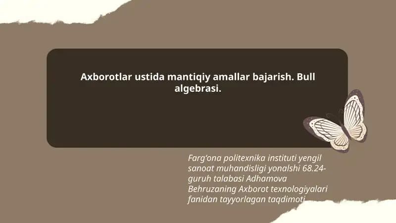 Axborot texnologiyalari fanidan tayyorlagan taqdimoti