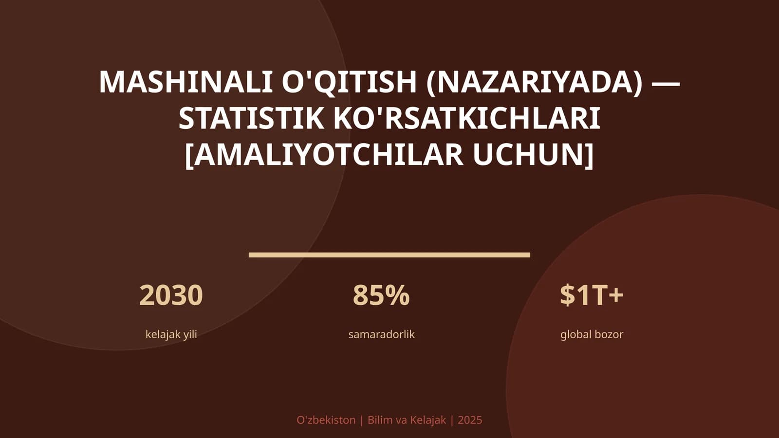 Mashinali o'qitish (nazariyada) — statistik ko'rsatkichlari [amaliyotchilar uchun]
