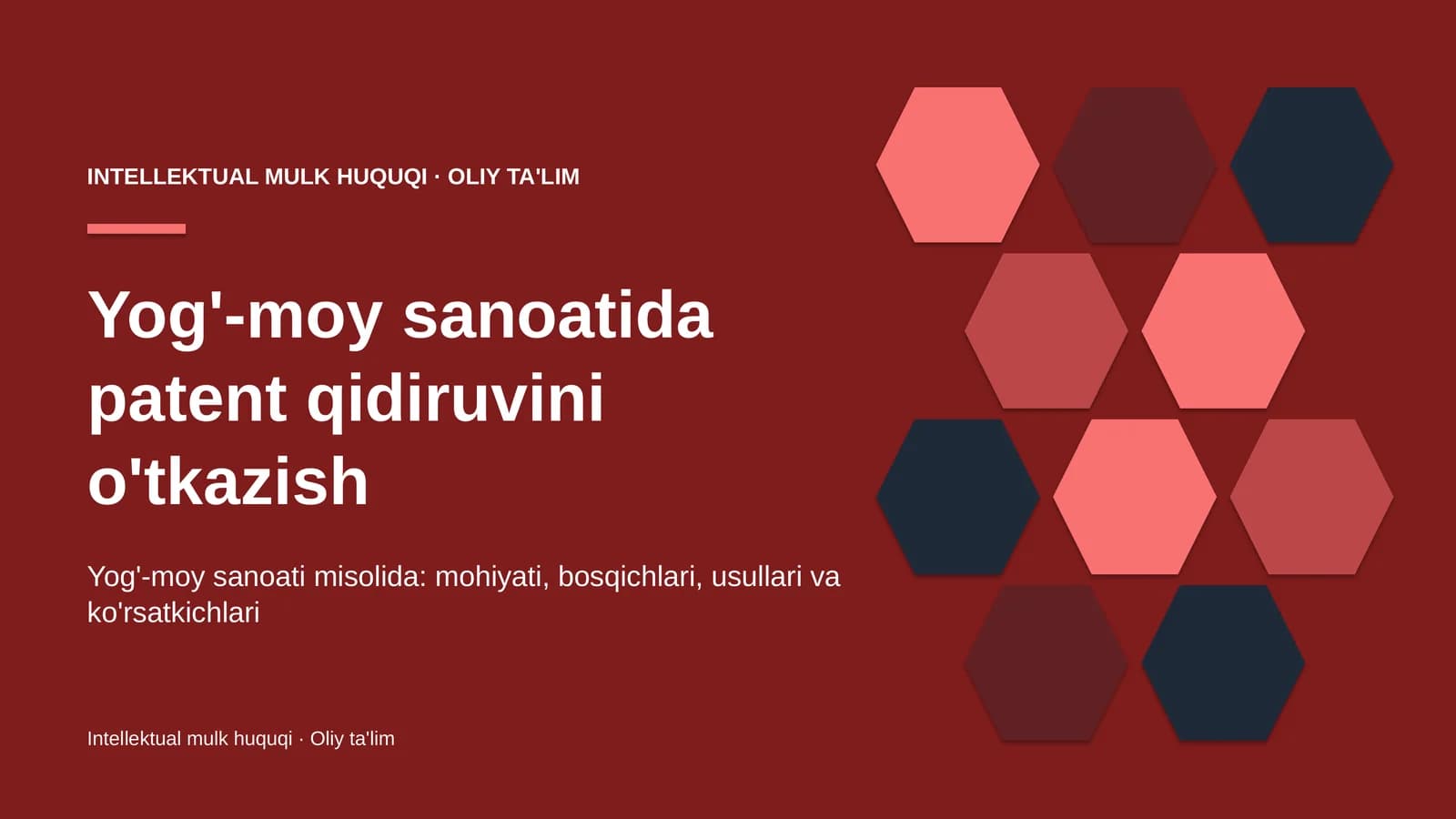 Yog'-moy sanoatida patent qidiruvini o'tkazish