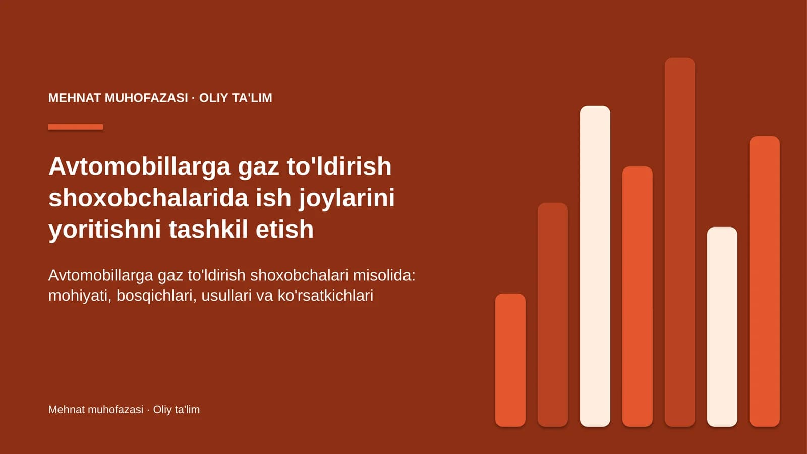 Avtomobillarga gaz to'ldirish shoxobchalarida ish joylarini yoritishni tashkil etish