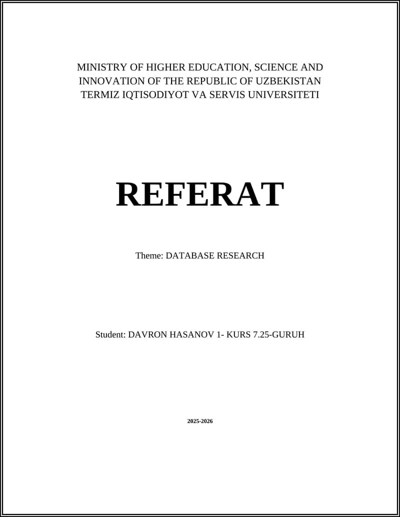 DATABASE RESEARCH