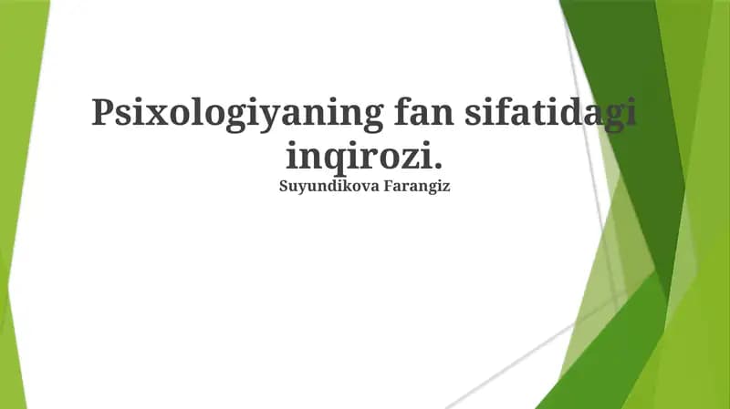 Psixologiyaning fan sifatidagi inqirozi