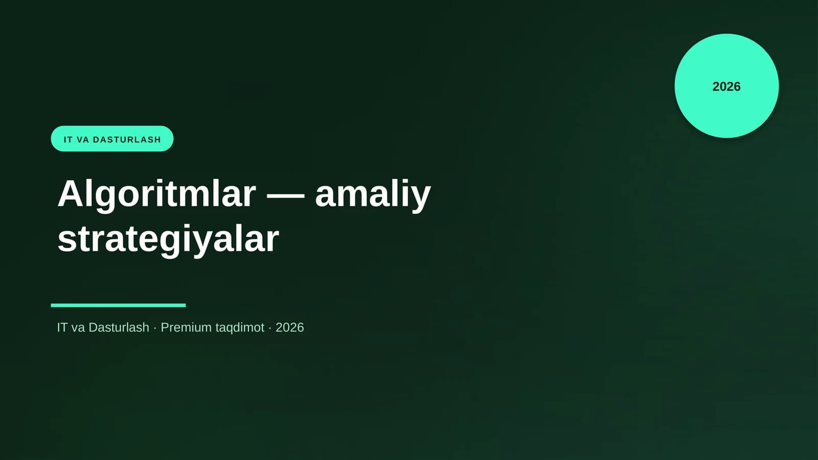 Algoritmlar — amaliy strategiyalar
