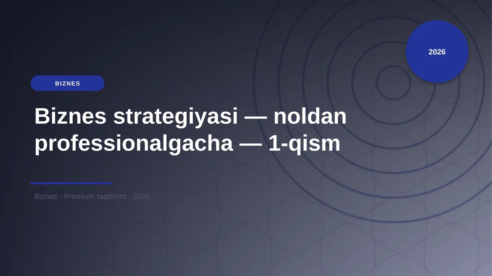 Biznes strategiyasi — noldan professionalgacha — 1-qism