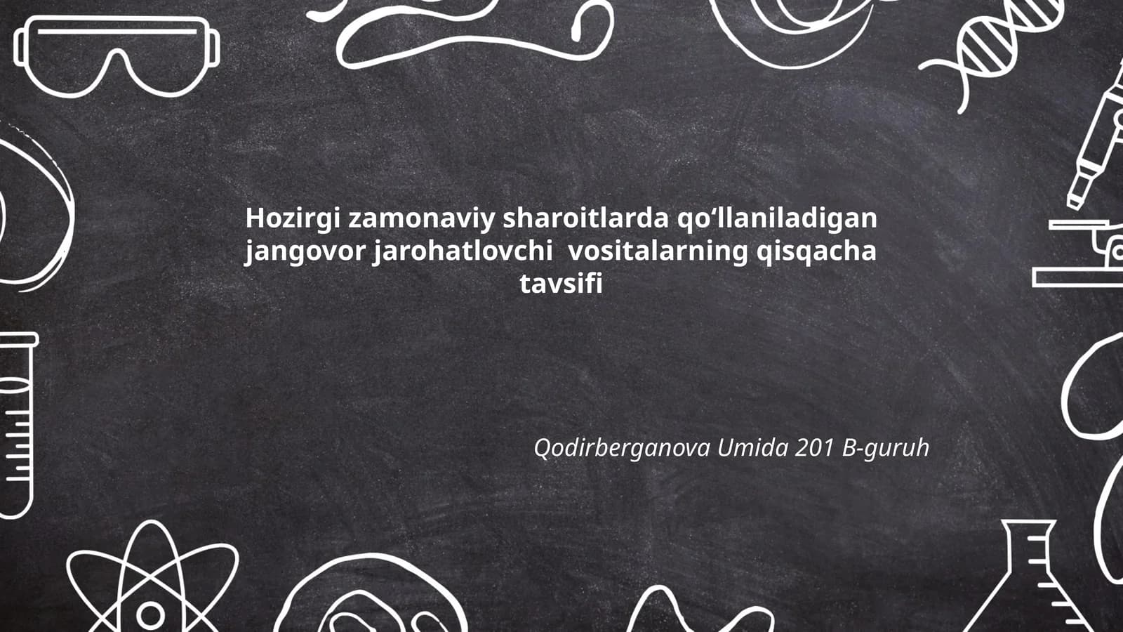 Jangovor jarohatlovchi vositalarning qisqacha tavsifi