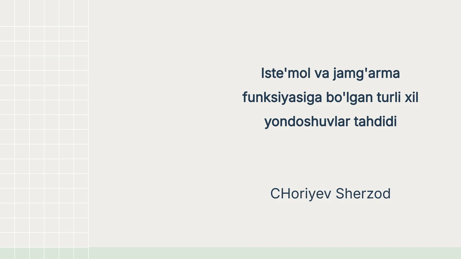 Iste'mol va Jamg'arma Funksiyasiga Bo'lgan Turli Xil Yondoshuvlar Tahdidi