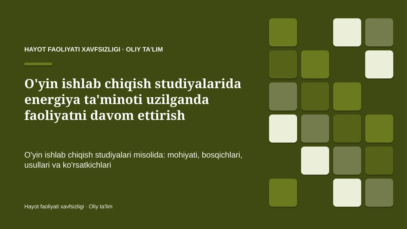 o'yin ishlab chiqish studiyalarida energiya ta'minoti uzilganda faoliyatni davom ettirish 6166