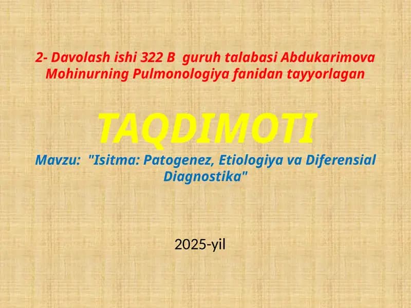 Isitma: Patogenez, Etiologiya va Diferensial Diagnostika