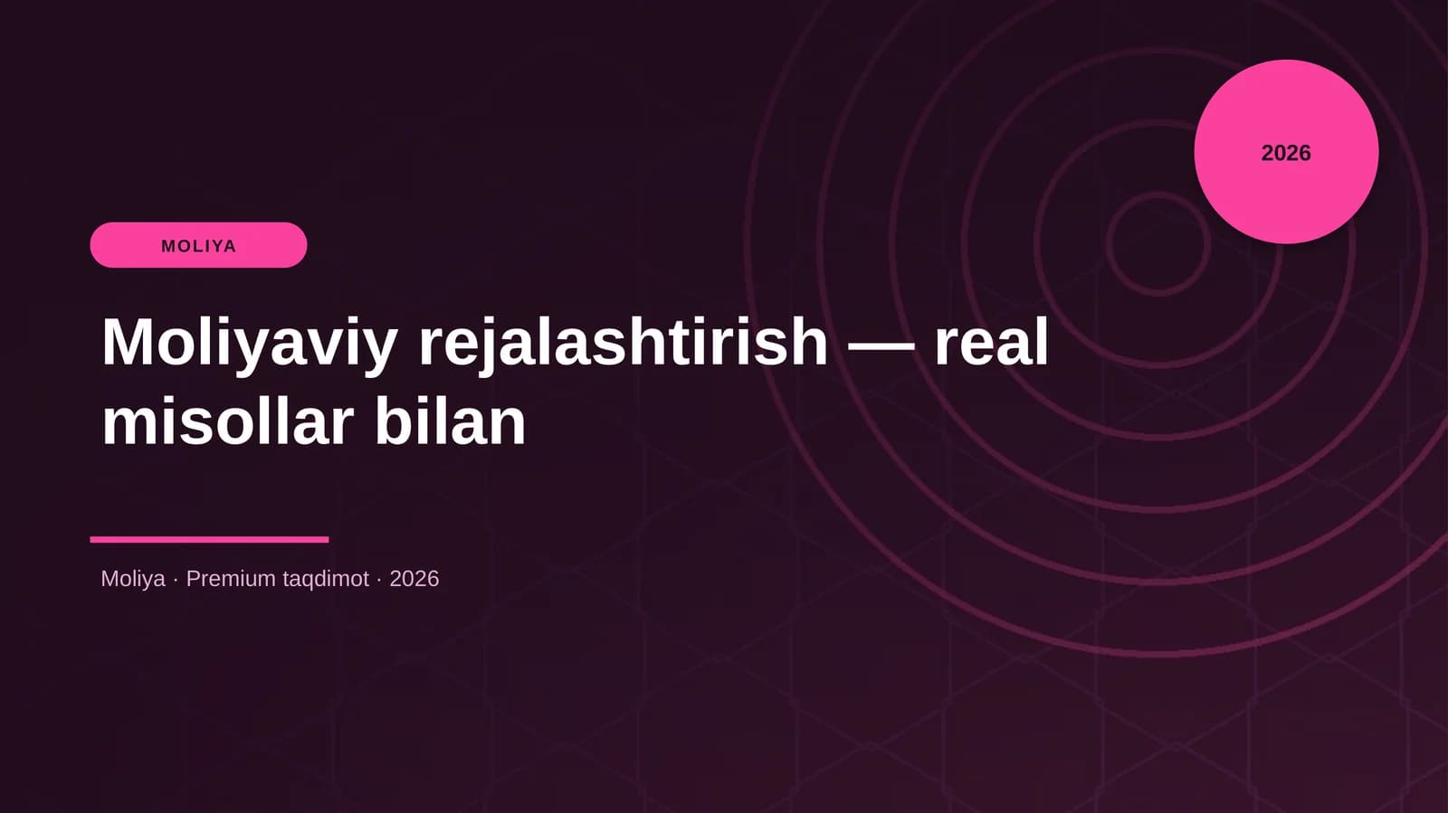 Moliyaviy rejalashtirish — real misollar bilan