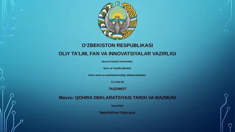 Qohira Deklaratsiyasi Tarixi va Mazmuni
