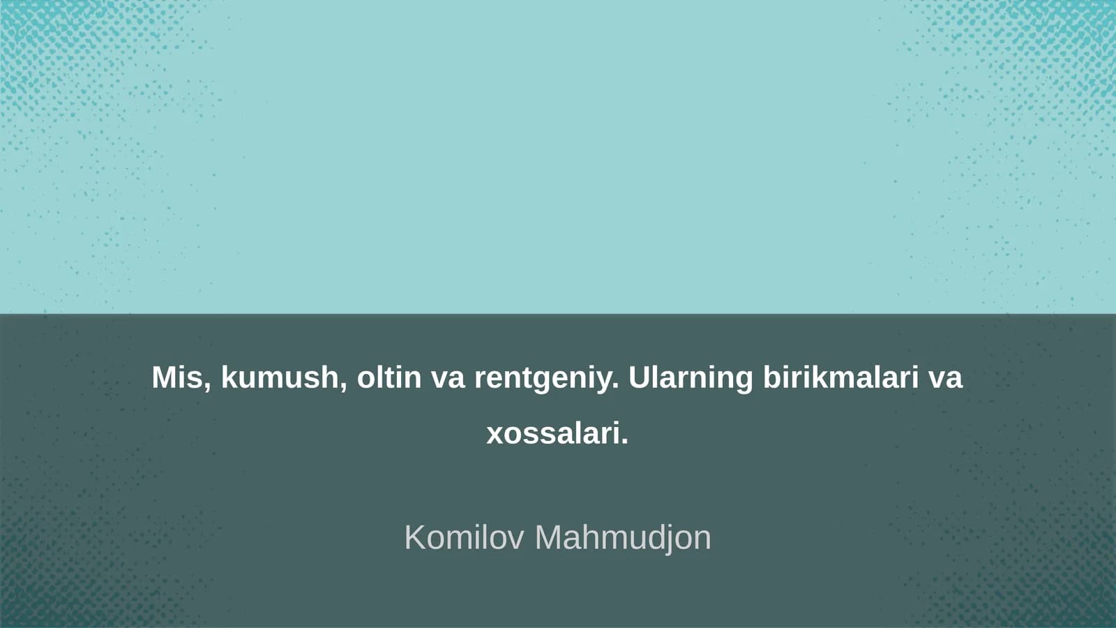 Mis elementining xossalari va qo'llanilishi