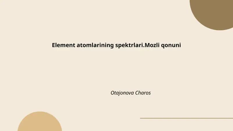 Element atomlarining spektrlari