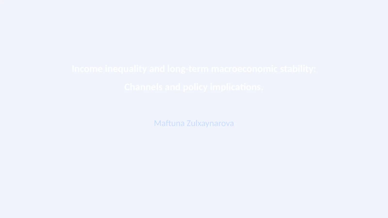 Income Inequality and Long-term Macroeconomic Stability