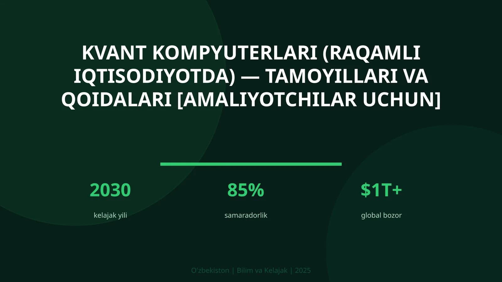 KVANT KOMPYUTERLARI (RAQAMLI IQTISODIYOTDA) — TAMOYILLARI VA QOIDALARI [AMALIYOTCHILAR UCHUN]