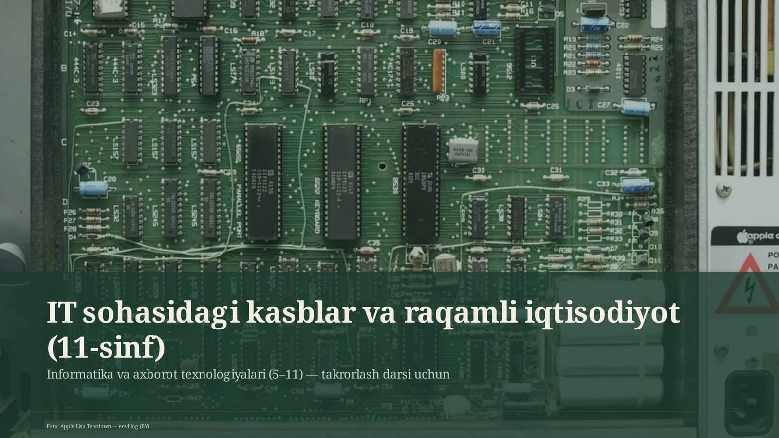IT sohasidagi kasblar va raqamli iqtisodiyot (11-sinf)