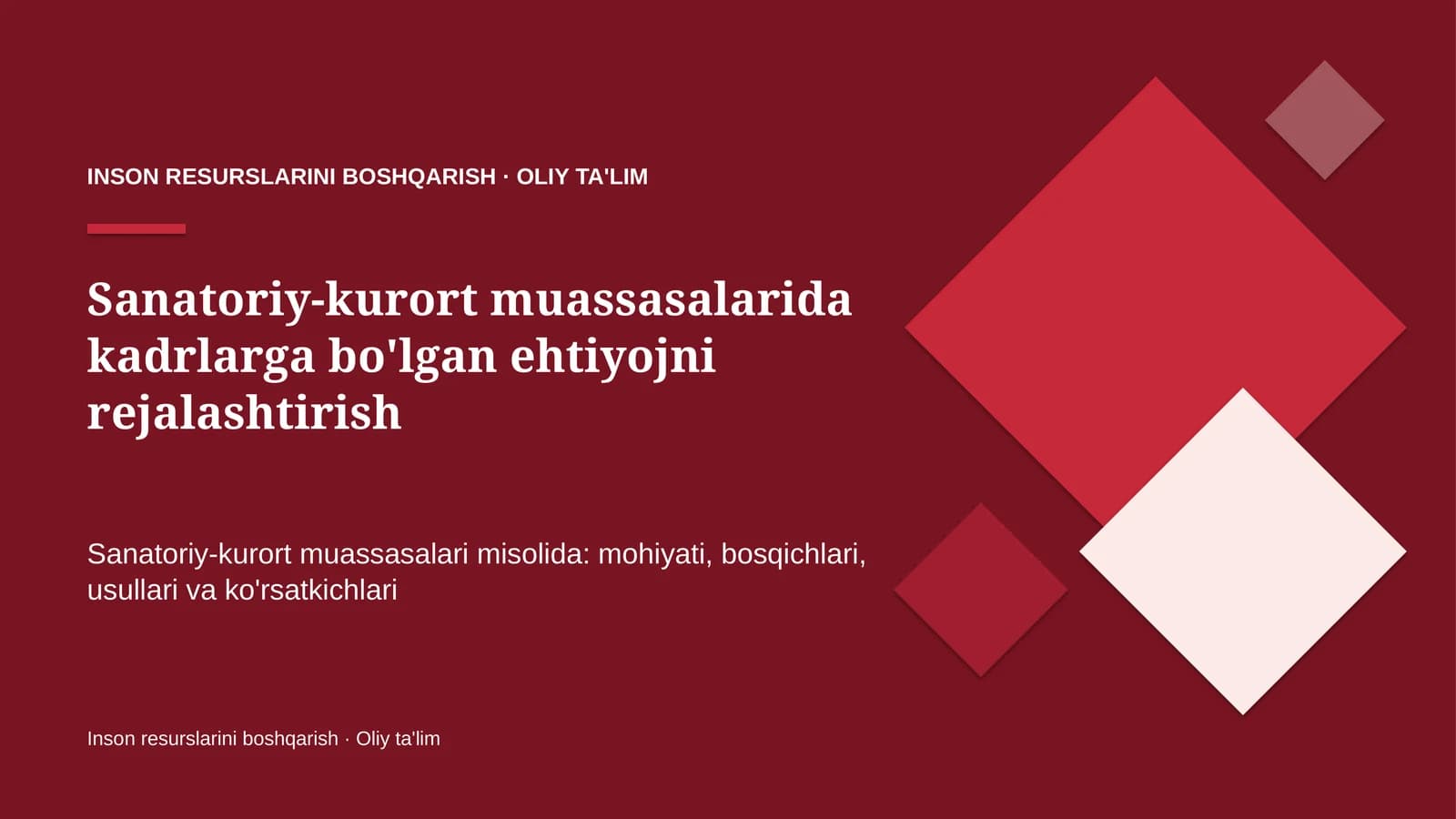sanatoriy kurort muassasalarida kadrlarga bo'lgan ehtiyojni rejalashtirish 2806