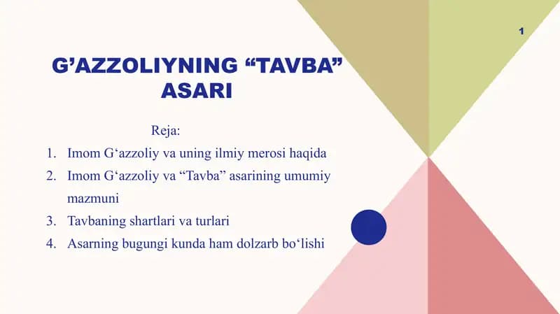 G’azzoliyning “Tavba” asari