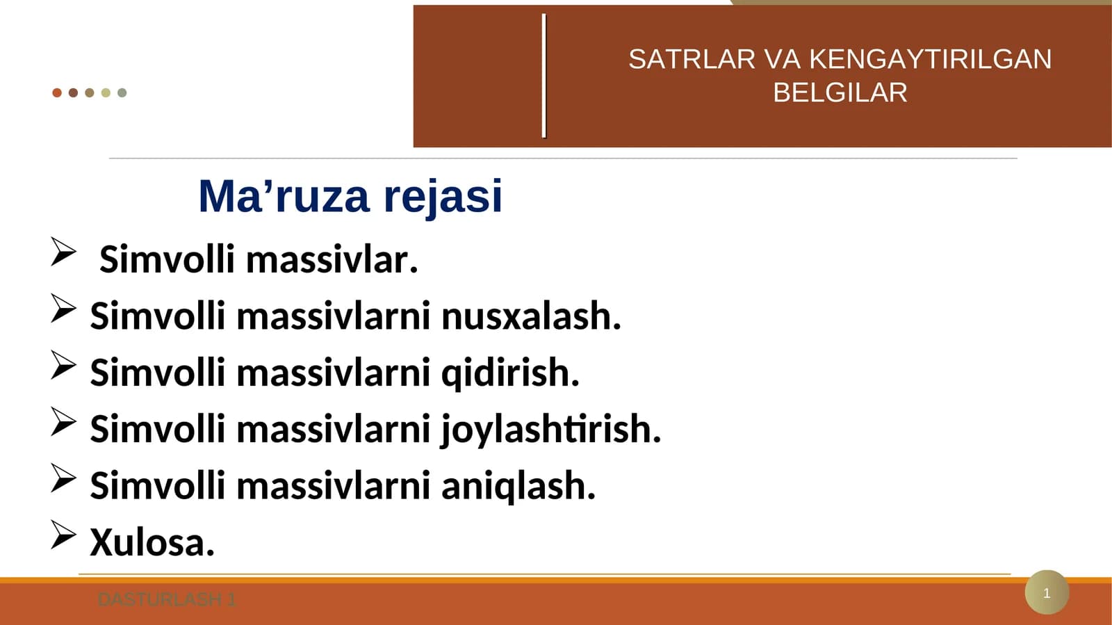 Simvolli massivlar
