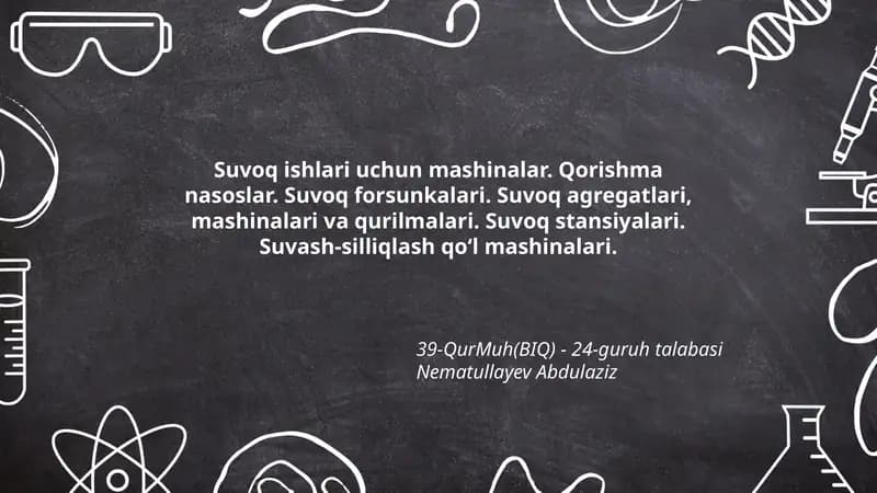 Suvoq ishlari uchun mashinalar