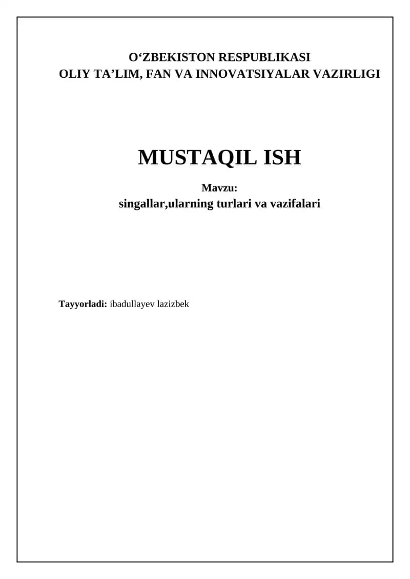 Singulyarliklar va ularning turlari