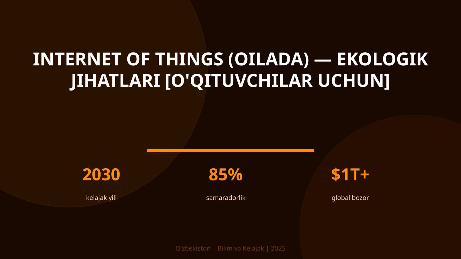 INTERNET OF THINGS (OILADA) — EKOLOGIK JIHATLARI [O'QITUVCHILAR UCHUN]