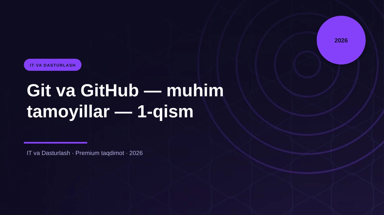 Git va GitHub — muhim tamoyillar — 1-qism