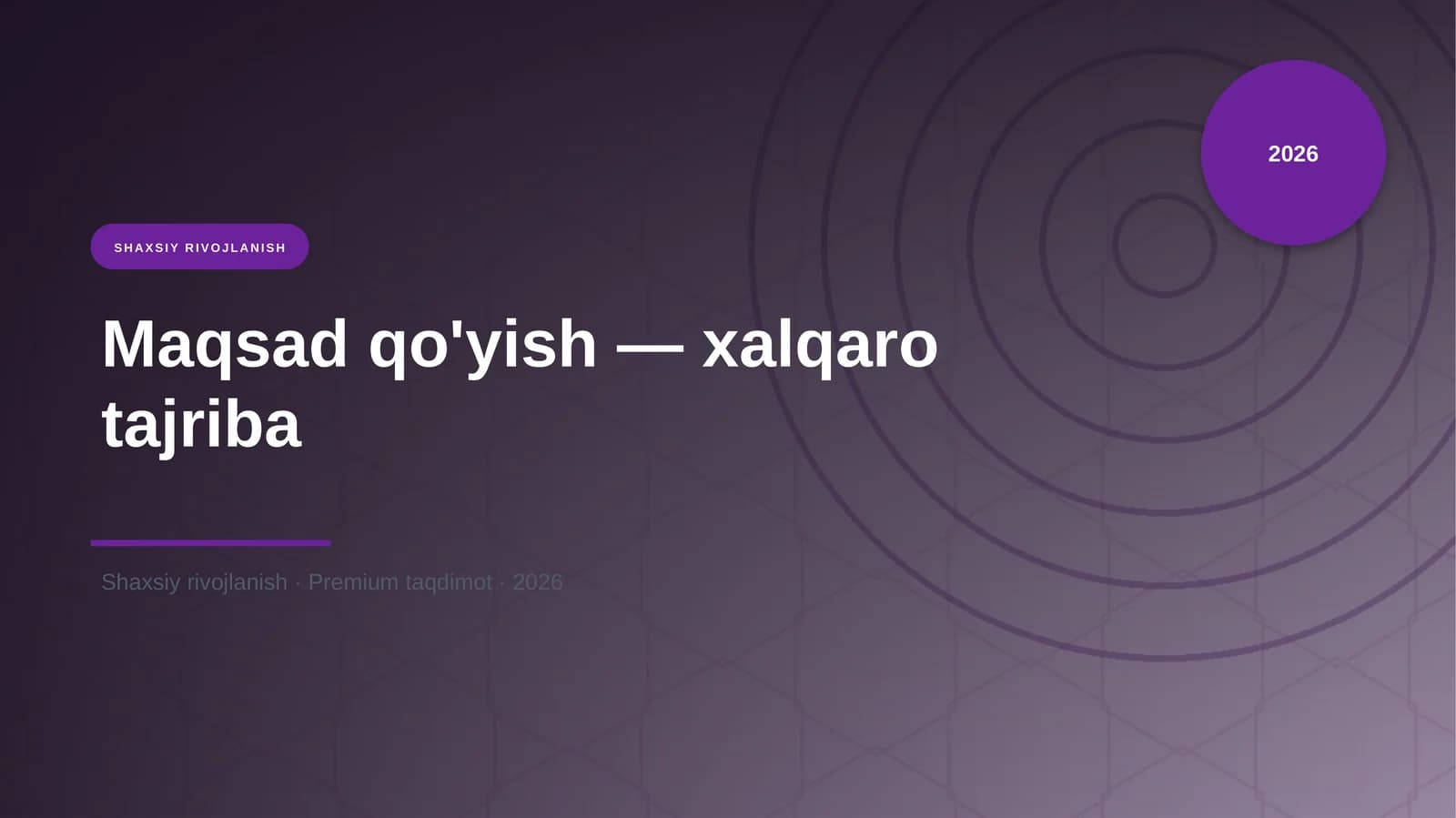 Maqsad qo'yish — xalqaro tajriba