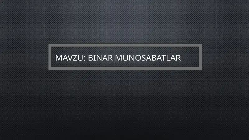 Binar munosabatlar
