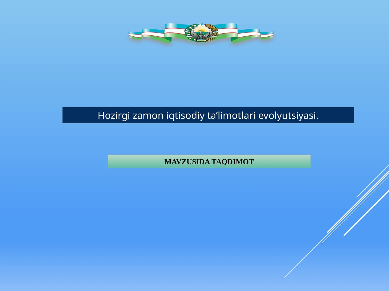 Hozirgi zamon iqtisodiy ta’limotlari evolyutsiyasi.