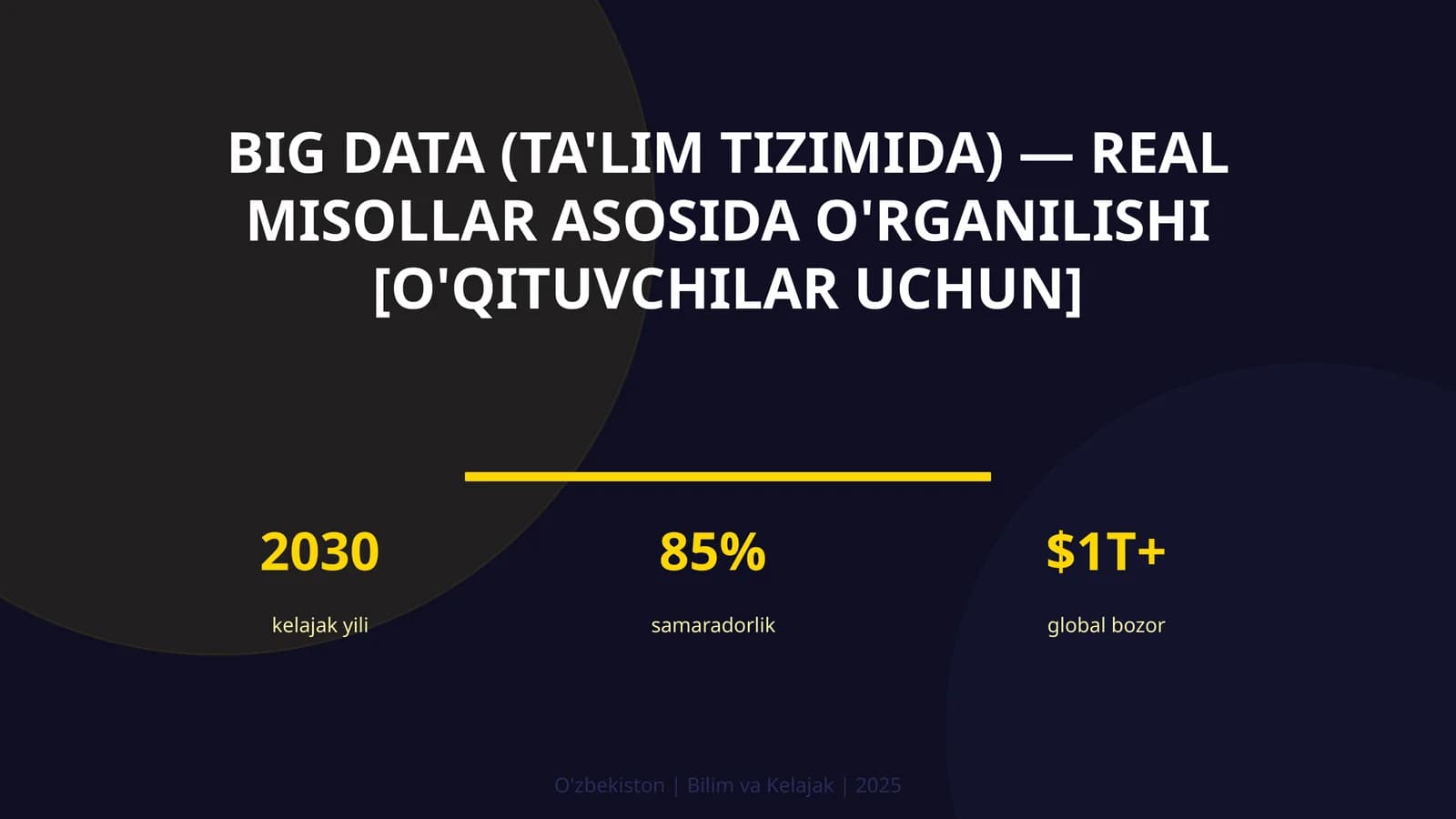 Big Data (ta'lim tizimida) — real misollar asosida o'rganilishi [o'qituvchilar uchun]