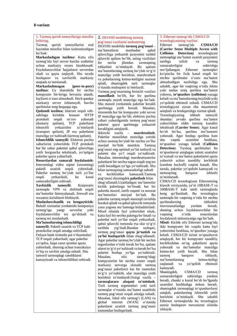 Tarmoq qurish tamoyillari