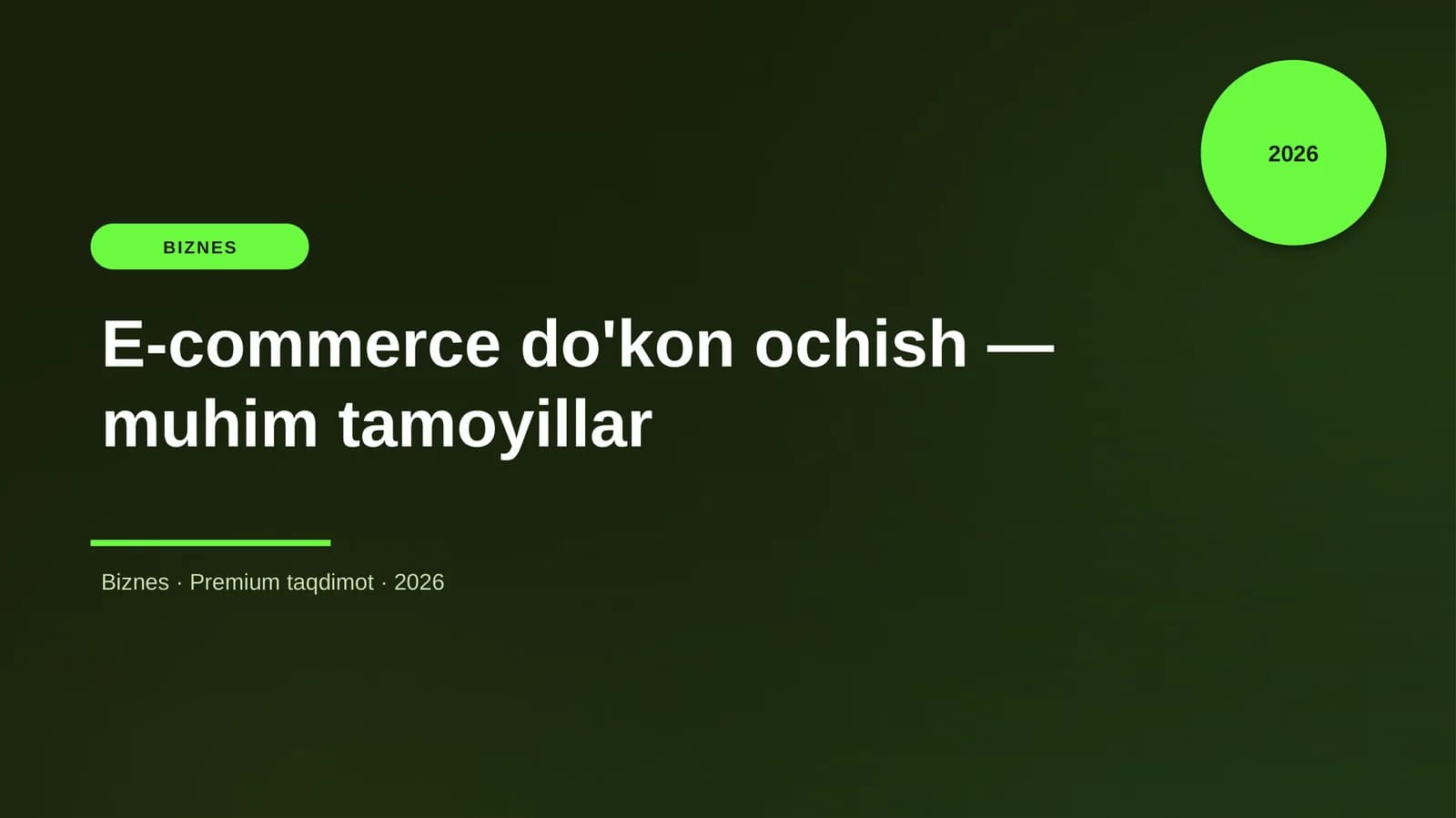 E-commerce do'kon ochish — muhim tamoyillar