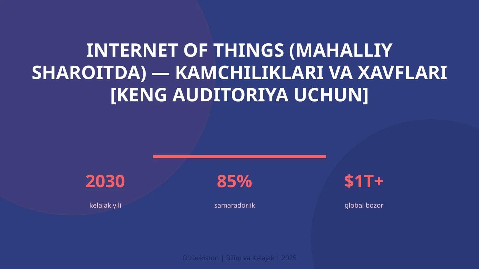 INTERNET OF THINGS (MAHALLIY SHAROITDA) — KAMCHILIKLARI VA XAVFLARI [KENG AUDITORIYA UCHUN]