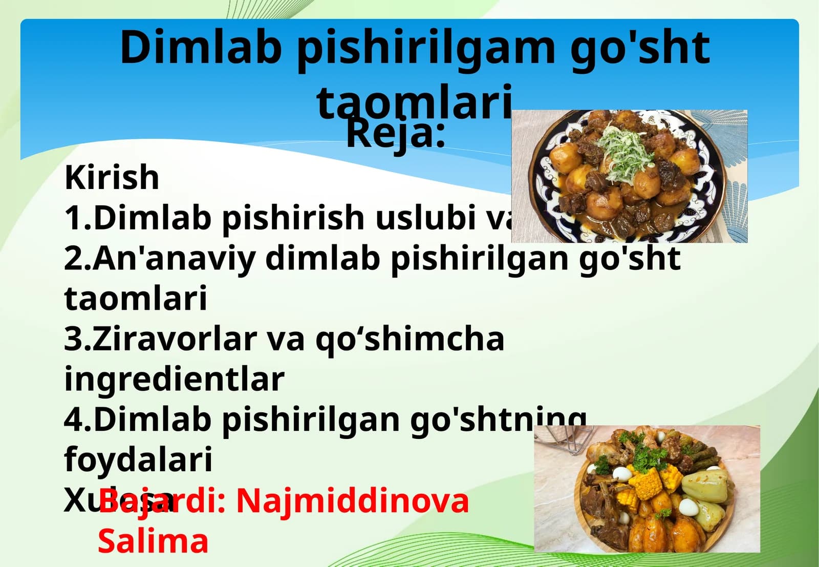 Dimlab pishirilgam go'sht taomlari
