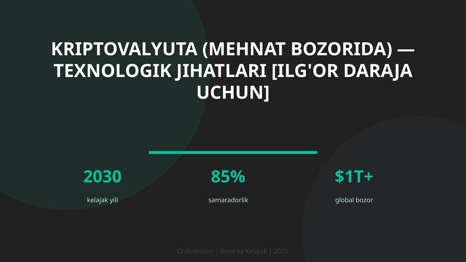 Kriptovalyuta (mehnat bozorida) — texnologik jihatlari [ilg'or daraja uchun]