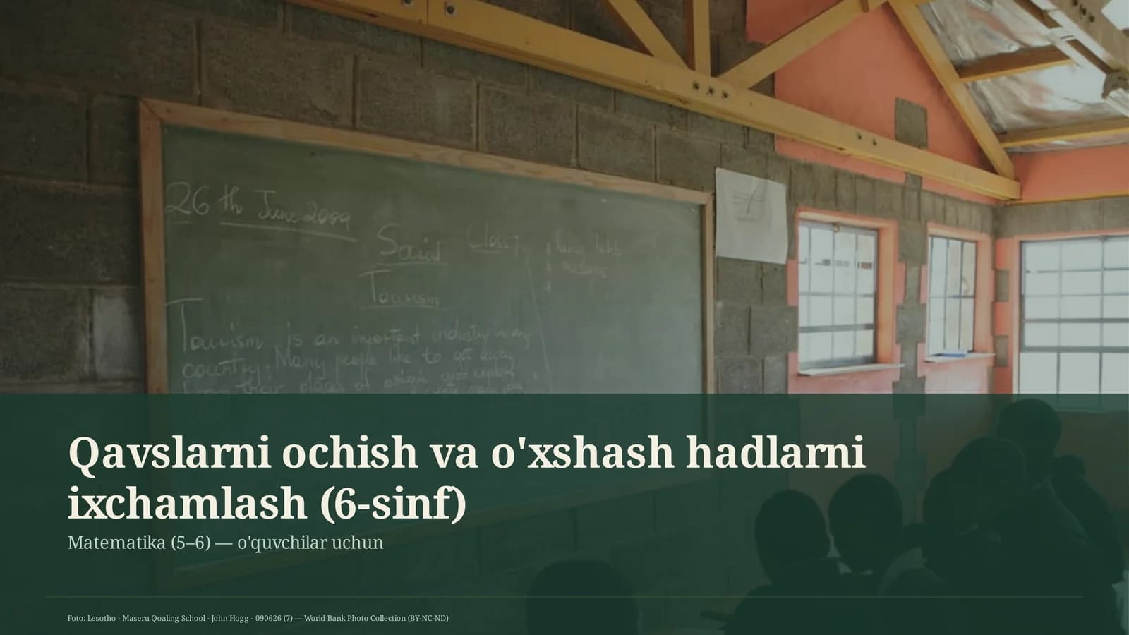Qavslarni ochish va o'xshash hadlarni ixchamlash (6-sinf)