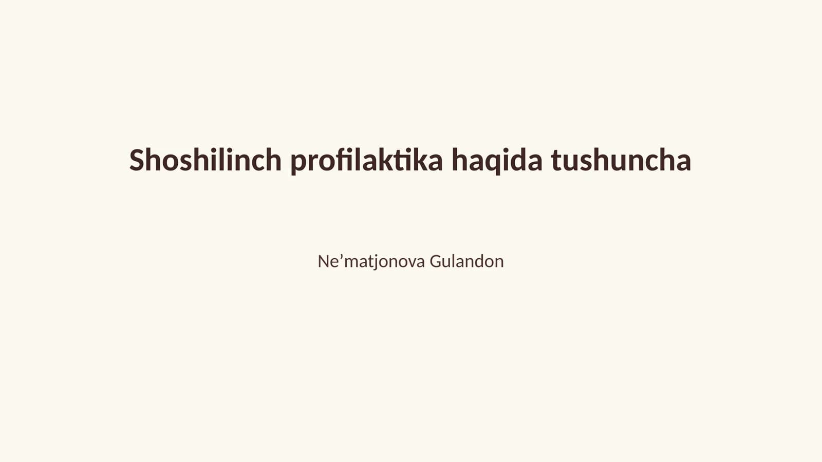 Shoshilinch profilaktika haqida tushuncha