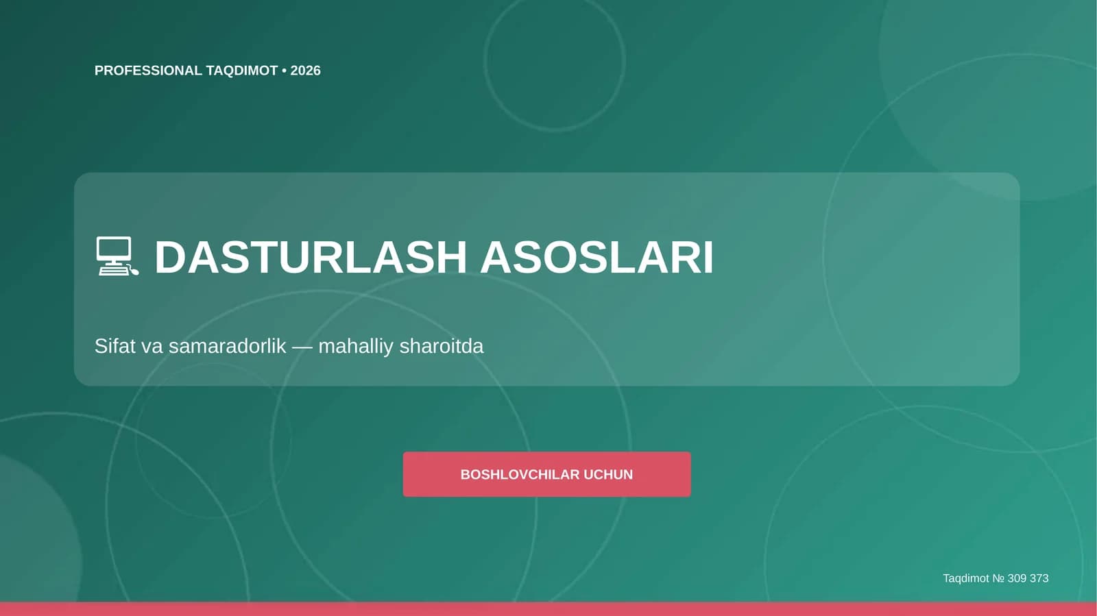 Dasturlash asoslari: sifat va samaradorlik (mahalliy sharoitda) [boshlovchilar uchun]