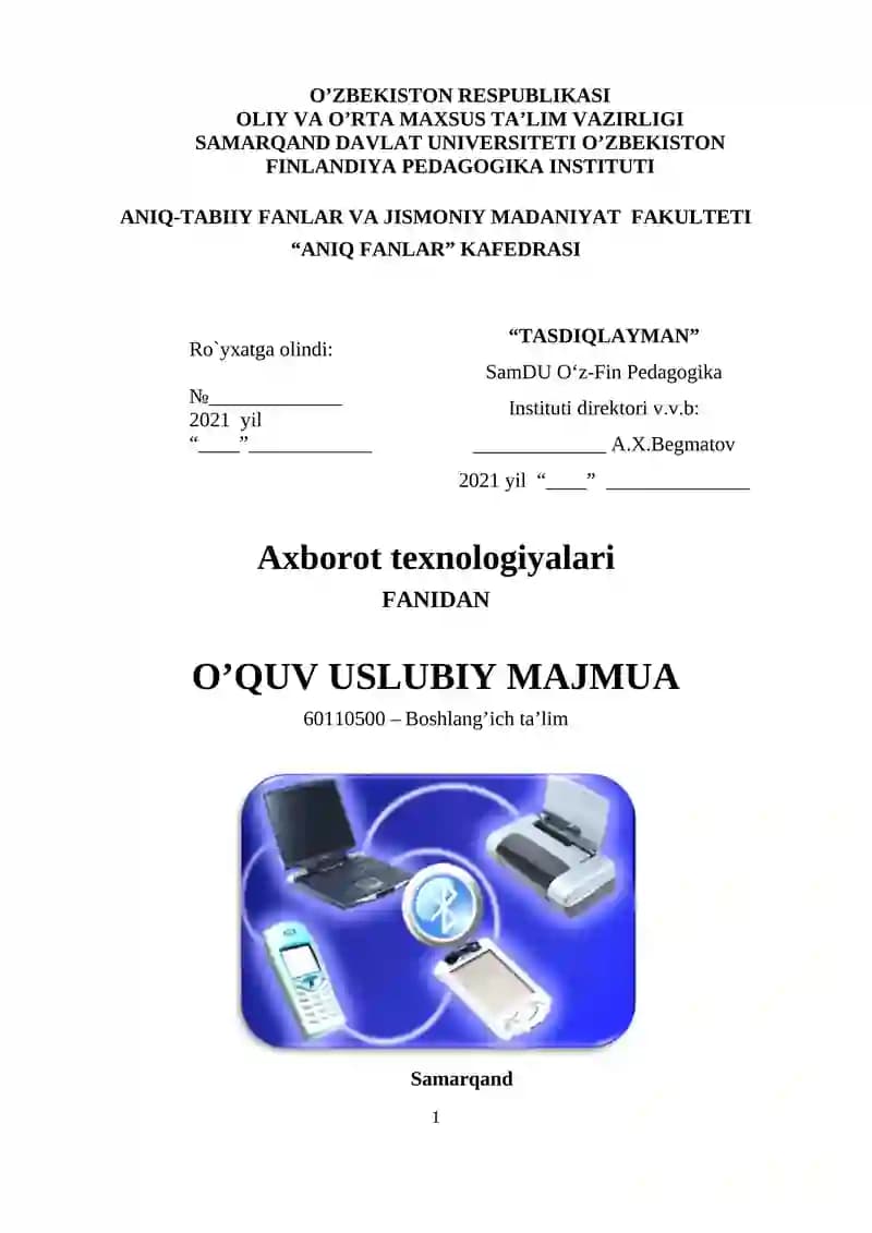 O’QUV USLUBIY MAJMUA