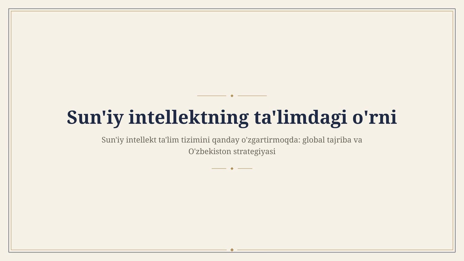 Sun'iy intellektning ta'limdagi o'rni
