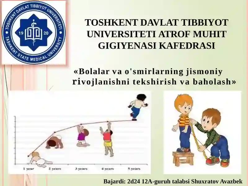 Bolalar va o'smirlarning jismoniy rivojlanishini tekshirish usullari