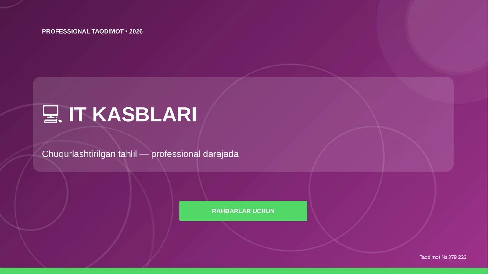 IT Kasblari: Chuqurlashtirilgan Tahlil (Professional Darajada) [Rahbarlar Uchun]
