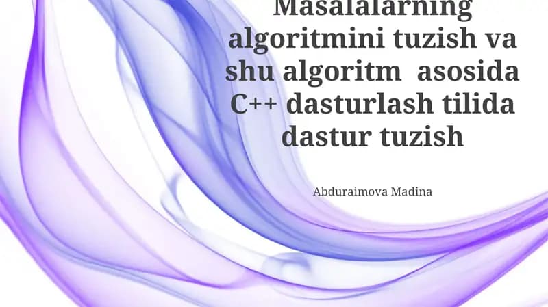 Muammo Yechish Algoritmining Ishlab Chiqilishi