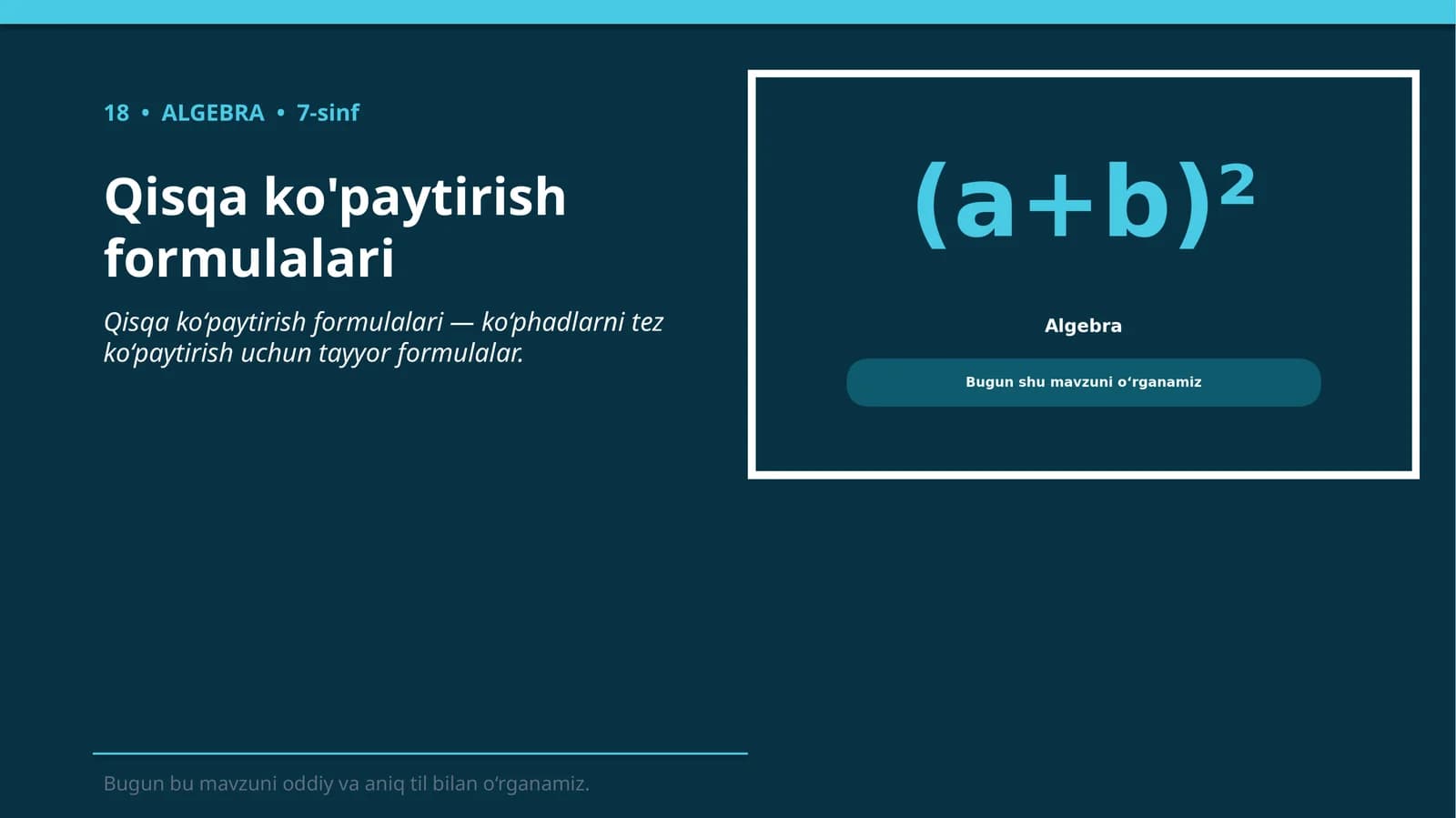 Qisqa ko'paytirish formulalari