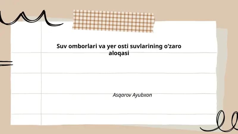 Suv omborlari va yer osti suvlarining gidrogeologik oʻzaro aloqasi