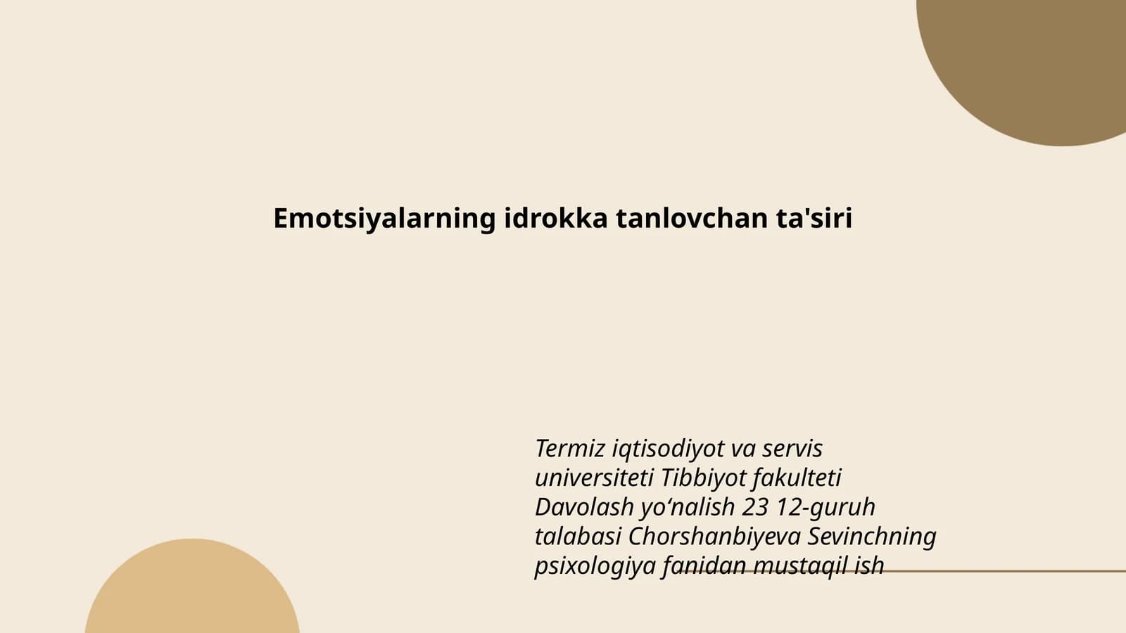 Emotsiyalarning idrokka tanlovchan ta'siri
