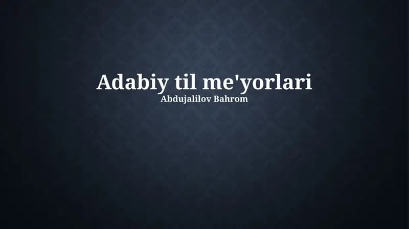 Adabiy til me'yorlari