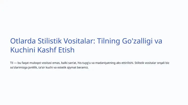 Stilistik Vositalar