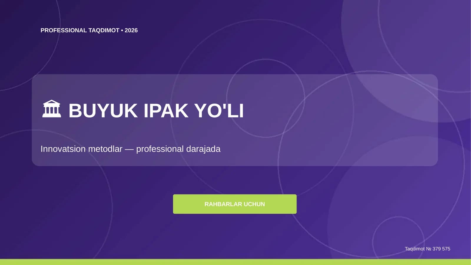 Buyuk Ipak yo'li: innovatsion metodlar (professional darajada) [rahbarlar uchun]