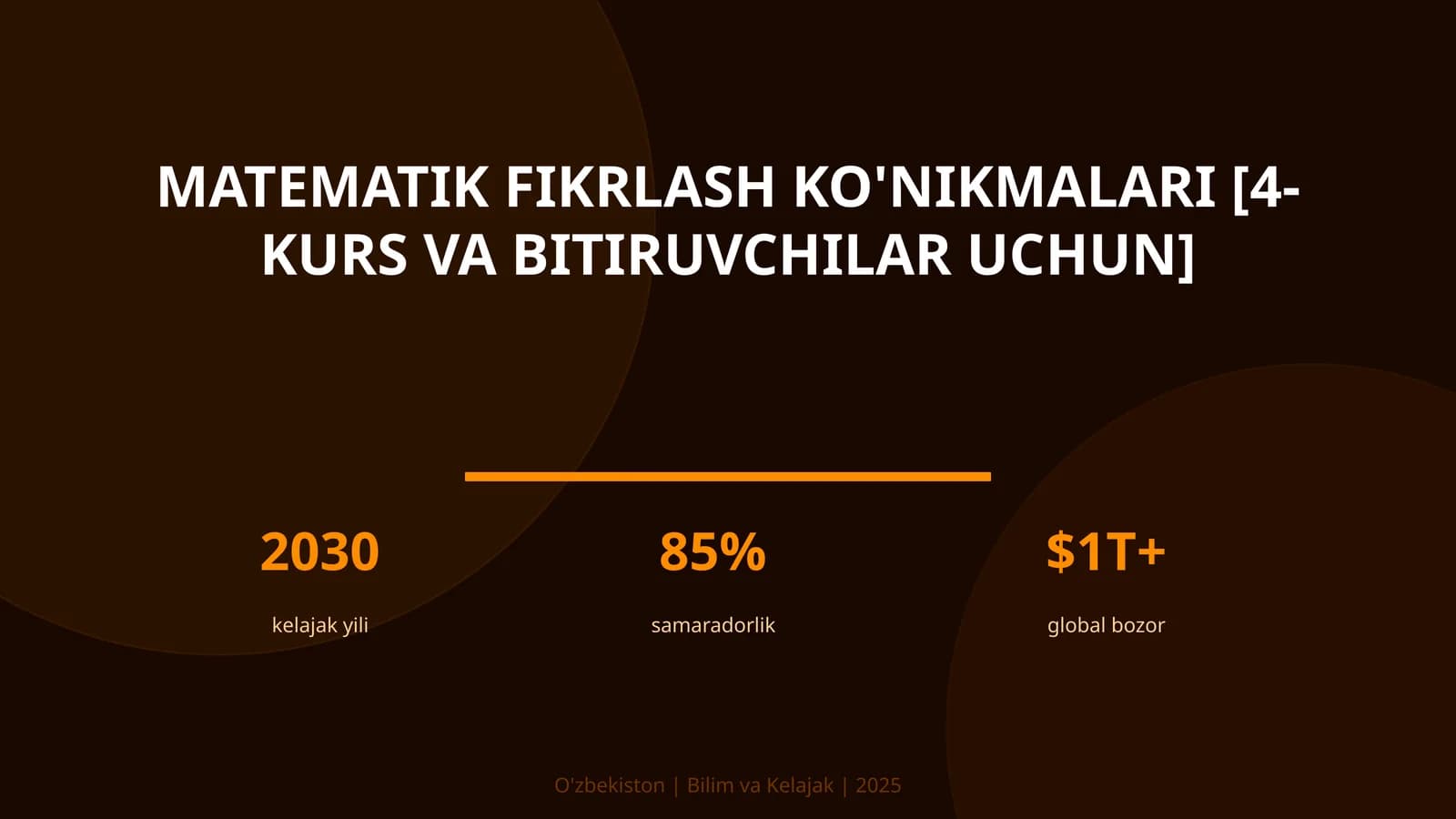 Matematik fikrlash ko'nikmalari [4-kurs va bitiruvchilar uchun]